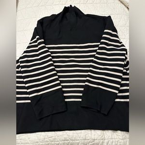 H&M stripe cowl neck sweater with side slits size Xl